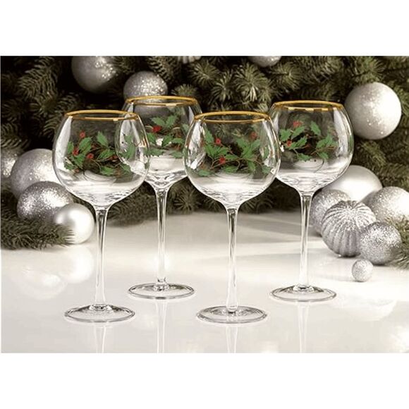 NEW - Lenox 856101 Holiday 4-Piece Wine Glass Set, Christmas Dinnerware, Hosting - Picture 1 of 5